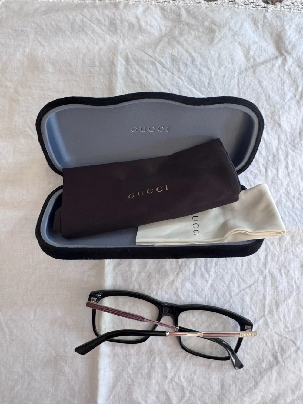 Gucci Eyeglasses Frames GG 003020 0Z 54x16x150 Black w/ Silver Red Green Striped